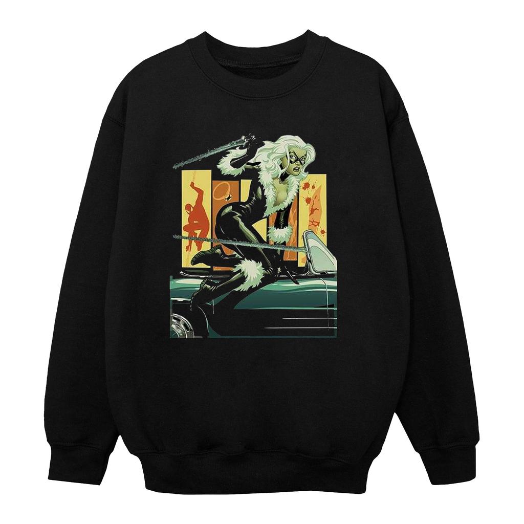 Marvel Mens Black Cat Car Sweatshirt