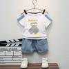 Children's Boys Short Sleeved Korean Version Lapel Cartoon Polo Shirt Shorts Set Batch