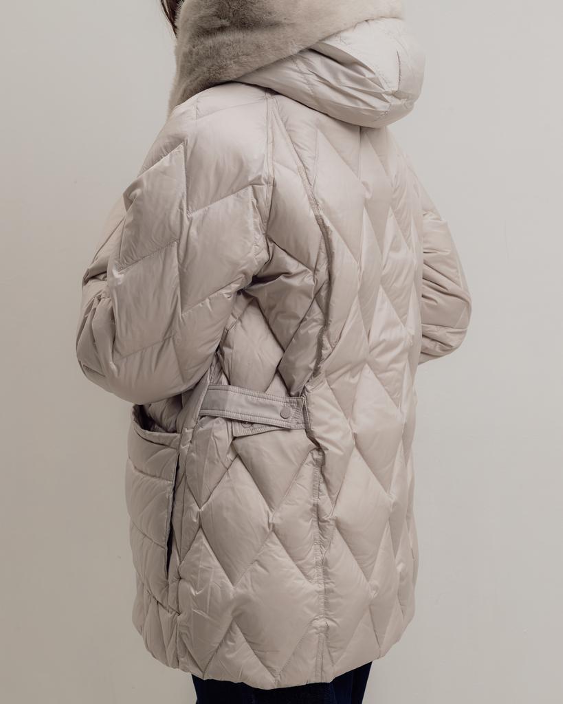 Women's Jacket with Fur BatterFlei 2422 42 Milky