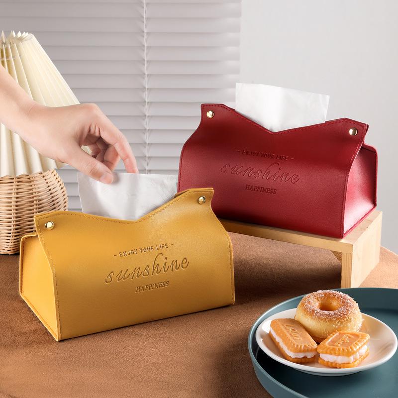 Nordic Leather Tissue Box: Creative High-End Minimalist Design for Living Room or Car Use
