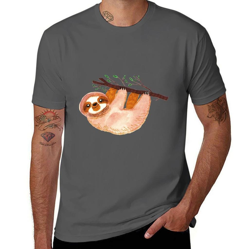 Kawaii Sloth Watercolor Tshirt Outdoor Sports Lightweight Tee