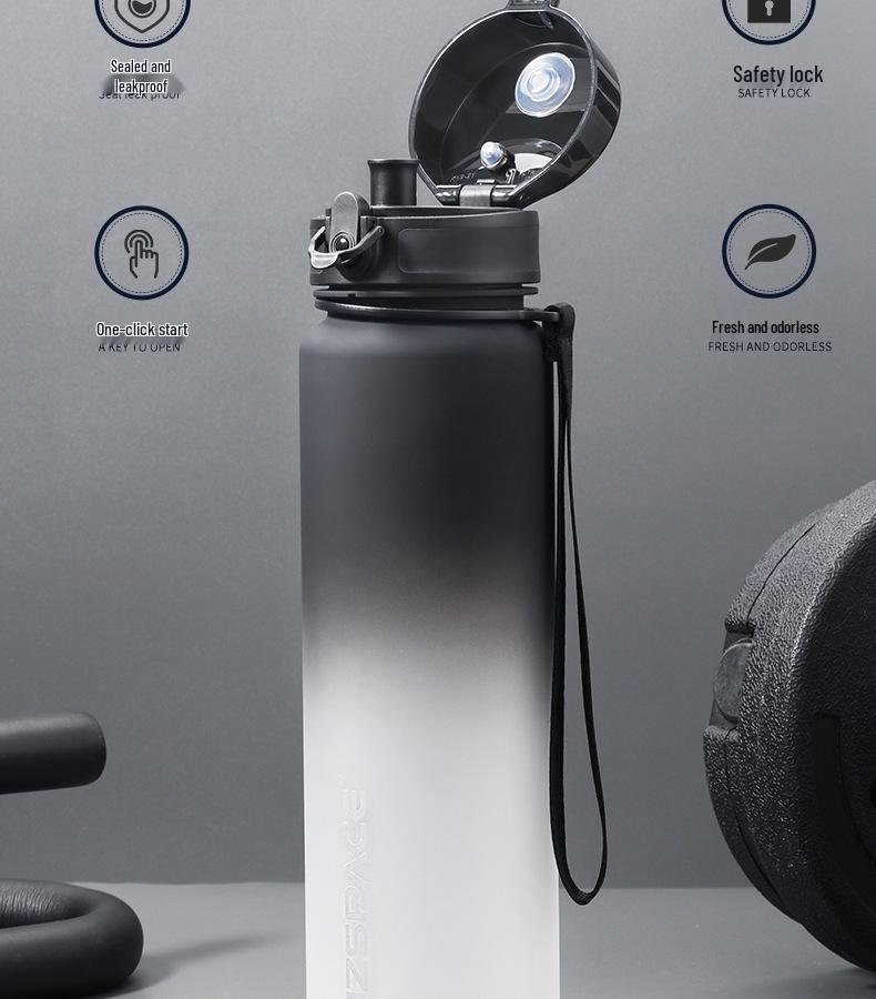 High-Value Gradient Water Bottle: Portable Plastic Cup for Sports & Fitness - Unisex Design for Summer Students & Trendsetters