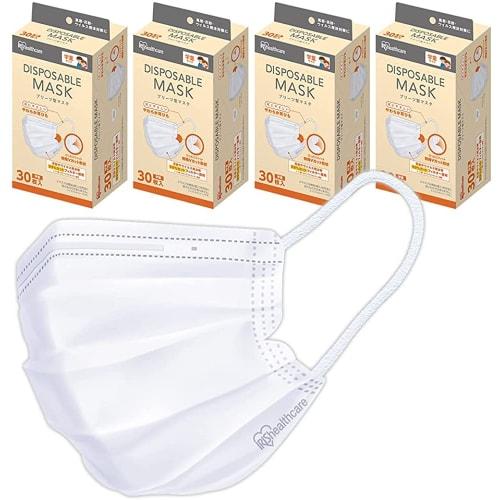 

Iris Ohyama Disposable Pleated Masks, 120 Count, Nonwoven Fabric, for Children, School Use, 30 Masks x 4 Boxes