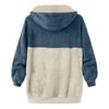 Women's Loose Large Size Plush Multicolor Paneled Hooded Zip Jacket