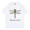Waarom ben ik zo Vliegend Grappige Libelle Meme T-shirt Hoge Straat Modetrend Korte Mouw T-shirts Mannen Vrouwen Casual Oversized T-shirt