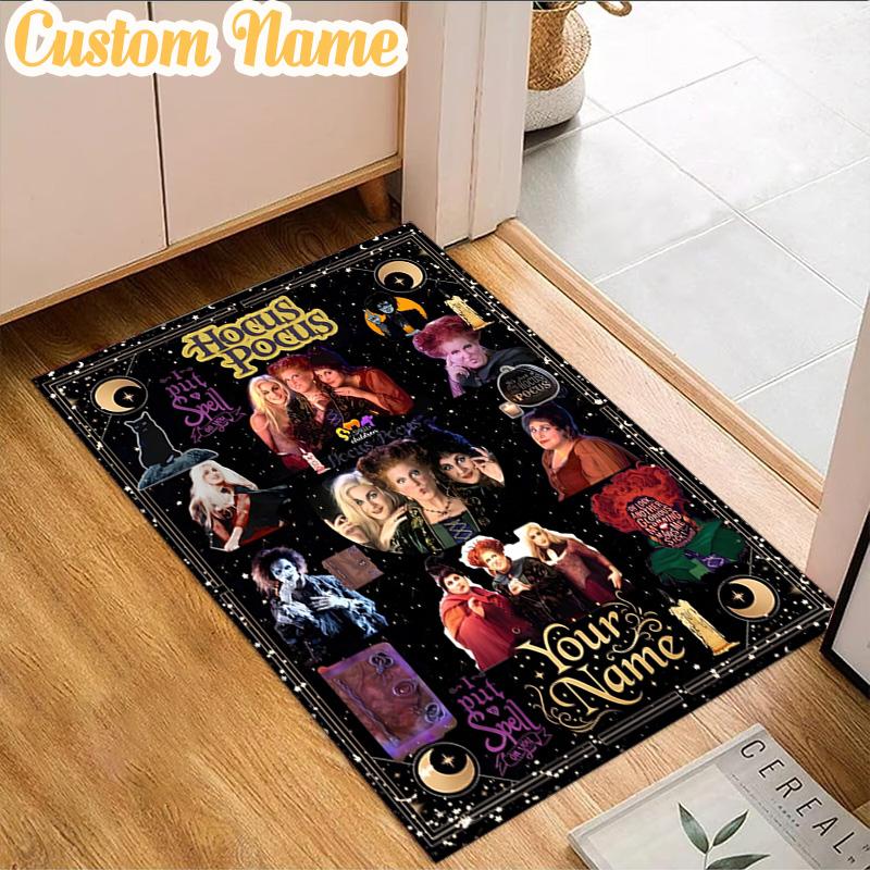 Custom Name Halloween Horror Witch Rug, Office Rug, Chair Rug, Carpet for Living Rooms, Doormat Game Rug Home Decor Christmas Gifts