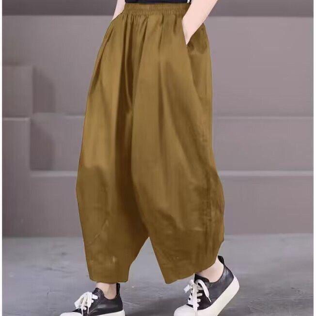 Cotton Thin Women's Pants Plus Size High-end Wide-leg Harem Lantern Pants Women's Summer Pants