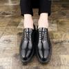 Černé boty pro muže Lakovaná kůže Kulatá špička šněrovací Jaro/Podzim Ručně vyráběné Pánské společenské boty pro obchodníky svatební párty Boty