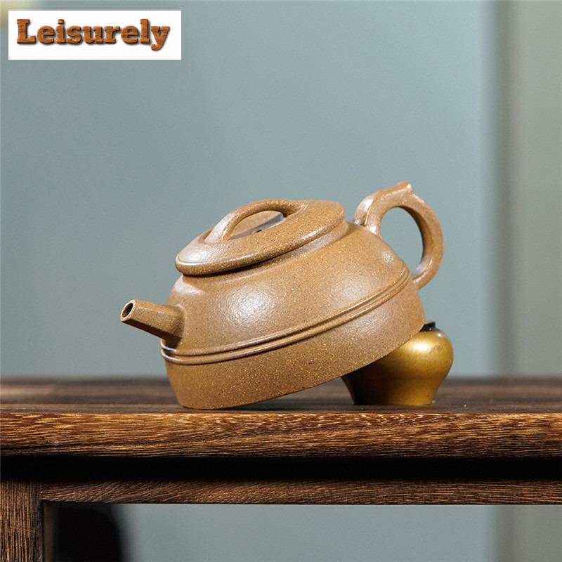 160ml Yixing Purple Clay Teapots Handmade Double Line Pot Raw Ore Section Mud Tea Maker Kettle With Strainer Zisha Tea Set Craft