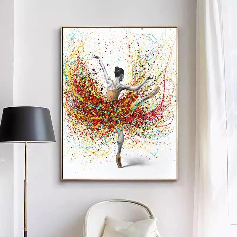 Ballerina Girl Poster Floral Dancer Canvas Painting Ballet Wall Art Picture Prints For Dance Studio Home Decor Modern Mural