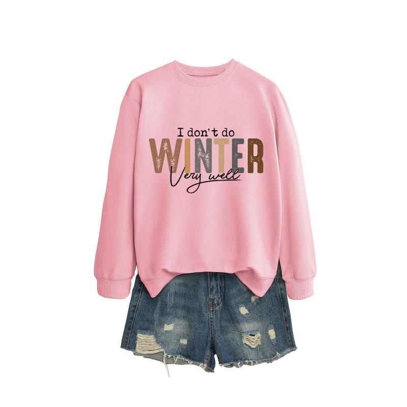 Womens Long Sleeve Round Neck Graphic Print Loose Fit Sweatshirt Casual Fashion Top