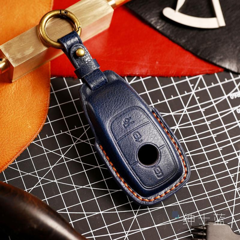 Leather Car Remote Key Cover Case Holder Shell Protector Fob For Mercedes Benz A B C E S Class S400L CLA CLS GLC GLE GLS EQE EQS