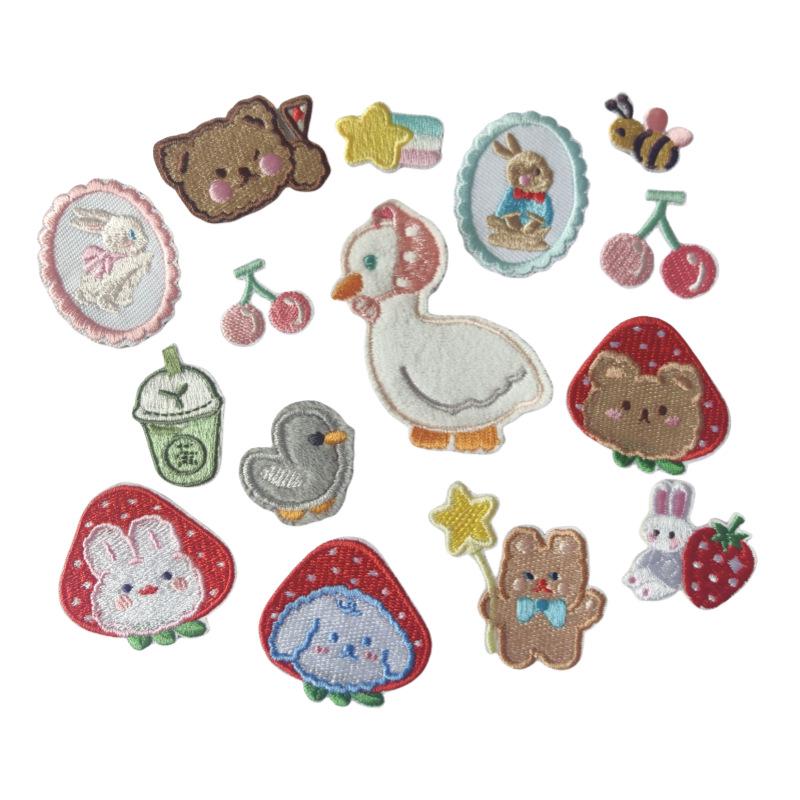 Cute Cartoon Embroidered Cloth Patch Hair Clip - DIY Clothing Decoration Applique (No Glue)