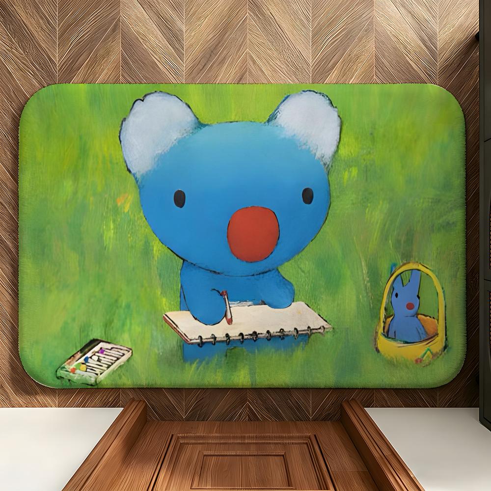 Cartoon PPenelope The Blue Koala Floor Mat Soft Flannel Floor Mat Suitable for Entryways, Living Rooms, Bedrooms, and Bathrooms