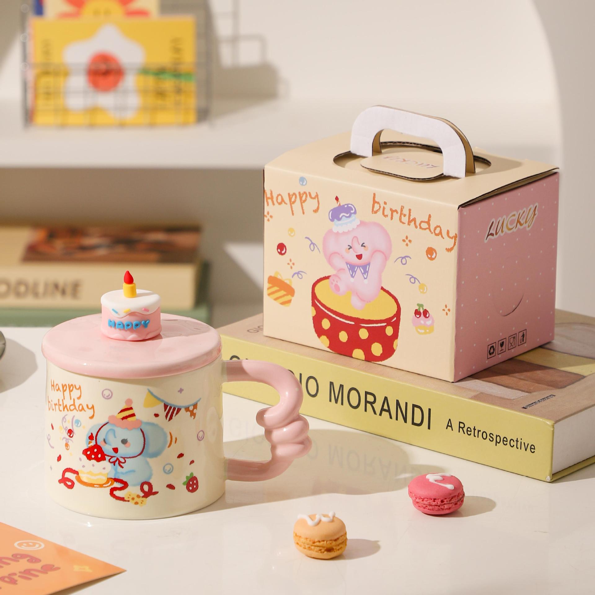 

Cartoon Ceramic Cup with Lid High Value Mug Cute Girl Heart Water Cup Souvenir Gift Cup Student Drinking Water Cup 400ml