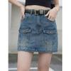 Demana Cloud Oxygen Cotton Retro Denim A-Line Mini Skirt