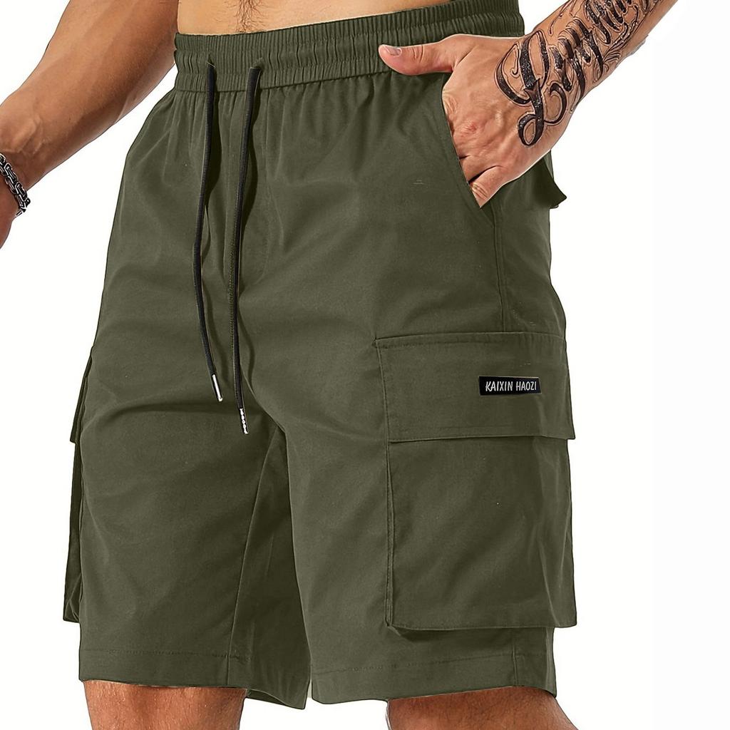 Men's Drawstring Belted Multi-pocket Cargo Shorts