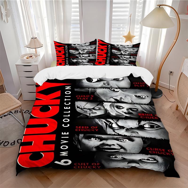 

3pcs Chucky 6 Movie Collection, Includes One Quilt Cover and Two Pillowcases (No Core), Anime Cartoon Design, Perfect for Bedroom and Guest 135x200cm