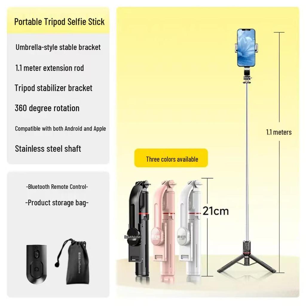 Custom Logo Mobile Phone Holder & Anti-Shake Retractable Selfie Stick Tripod for Live Streaming & Photography