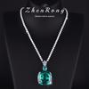 Fashion Square Red Corundum Zircon Sets Luxury Elegant Cocktail Party Three-piece Zircon Set Rings Stud Earrings Necklaces