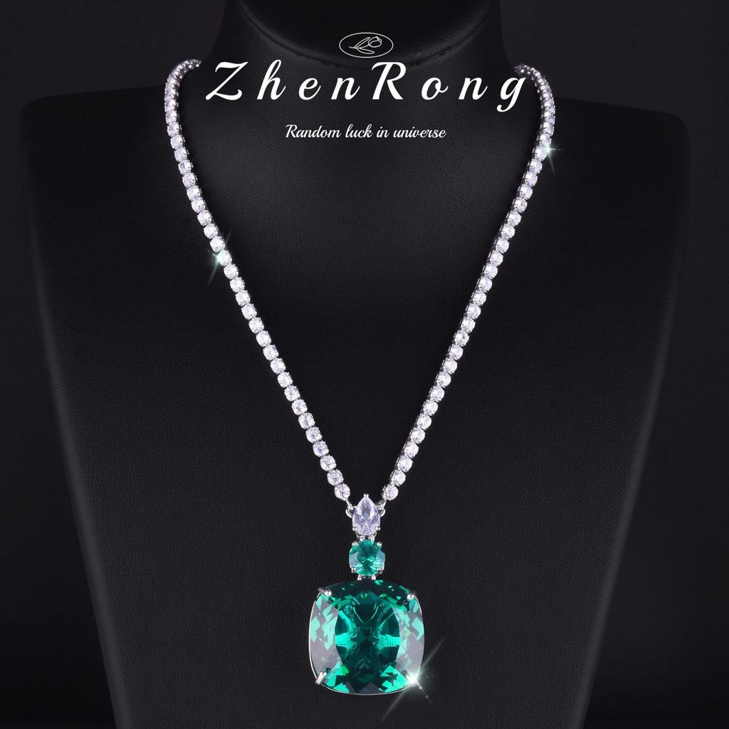 Fashion Square Red Corundum Zircon Sets Luxury Elegant Cocktail Party Three-piece Zircon Set Rings Stud Earrings Necklaces