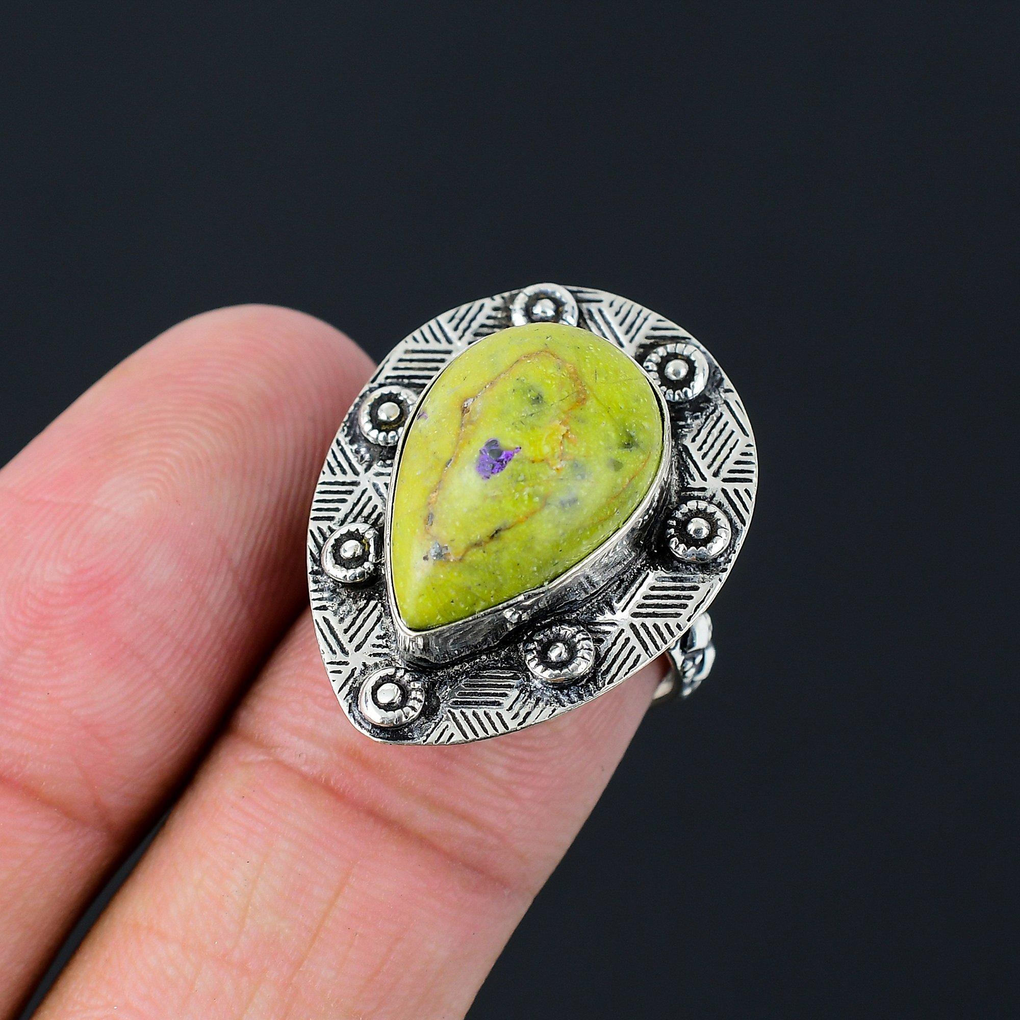 Daughters Day Deal 925 Silver Atlantisite Gemstone Trendy Ring Jewelry Size 7.5 7.5