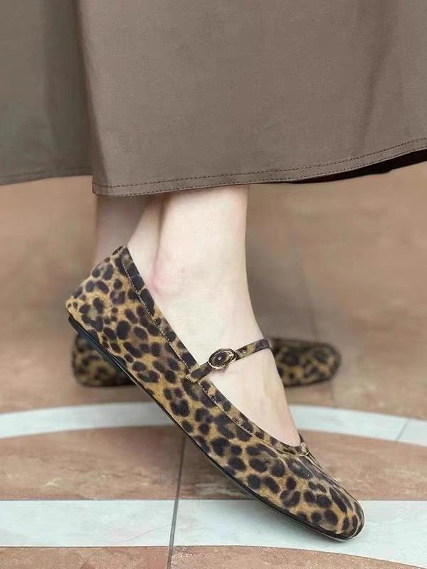 

Кожаные ретро туфли-лодочки с круглым носком, ремешком на одну пряжку и леопардовым принтом Мэри Джейн, женские летне-осенние новые балетки 40 леопардовый
