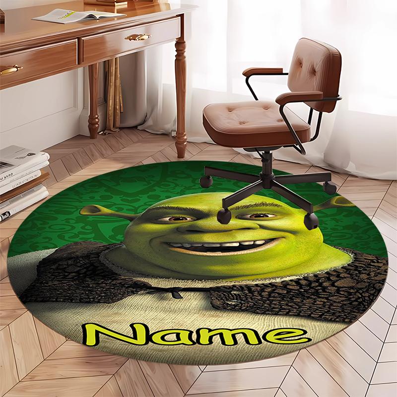 Benutzerdefinierter Name Shrek Aufdruck Runder Teppich Teppich Stuhlteppich Bereichsteppich Eingang Fußmatten, für Bürostuhl Wohnzimmer Schlafzimmer Küche.