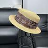 2026 Korean version of fashion small edge straw hat women's summer sweet straw woven flat top top top top hat shopping photo sun protection hat