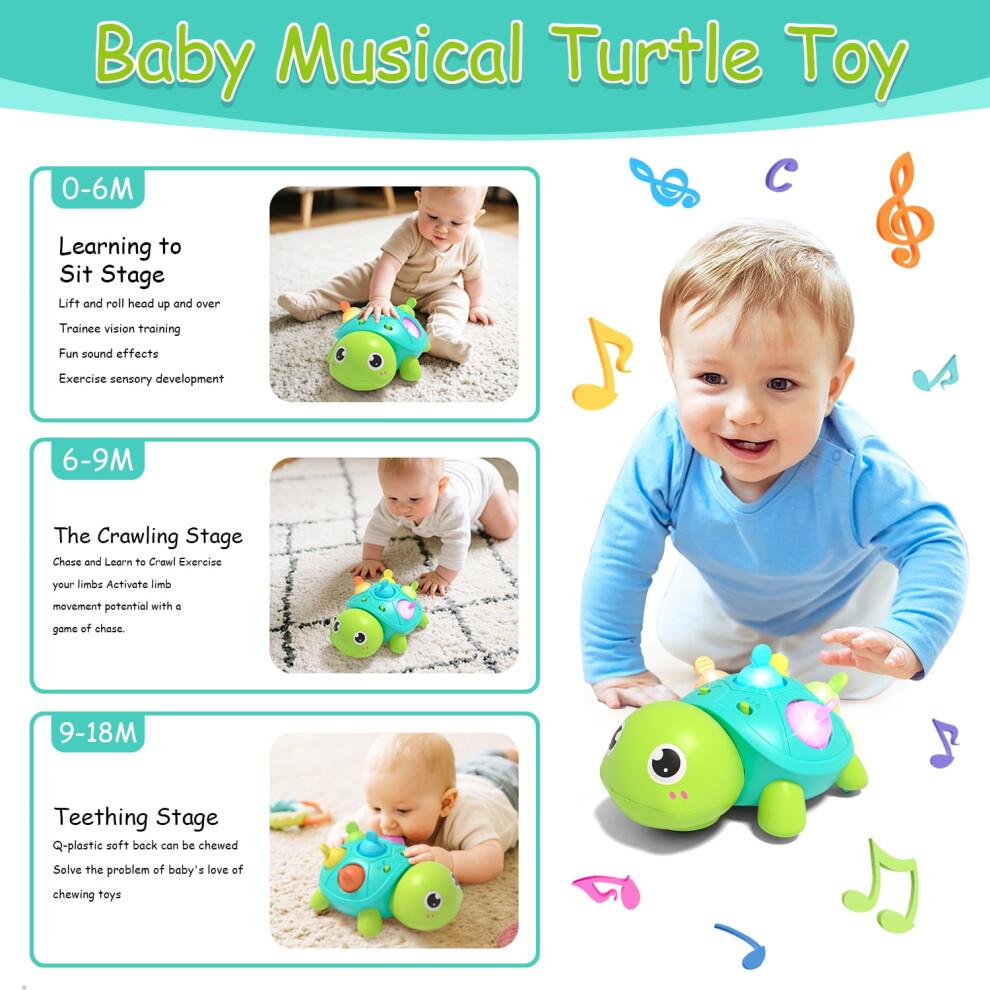 Baby Toys 6-12 Months Musical Turtle Crawling Toy,Infant Development Educational Birthday Gifts 6 7 8 9 10 12 Month 1 Year Old Boy Girl