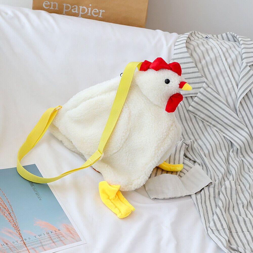 Fashion Women Hen Shape Plush Bag Cute Cartoon Chicken Shoulder Bag Work Travel Satchel For Women Girl Handbags Crossbody Bag