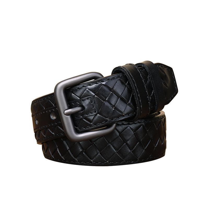 Genuine Belt Young Men'S Leather Woven Pin Buckle Belt First Layer Cowhide Handmade Woven Couple Versatile Belt