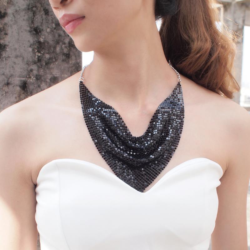 Leopard Sequin Choker & Earring Set Shining Triangle Scarf Indian Style Sexy Sequined Necklace