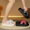 Platform Slippers Women's Summer Wear New Medium Heel Rhinestone High-end Skirt Beach Sandals