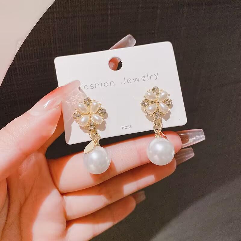 925 Silver Needle Geometric Pearl Earrings For Women Fashion Earrings Flowing Tassel Earrings Elegant Jewelry