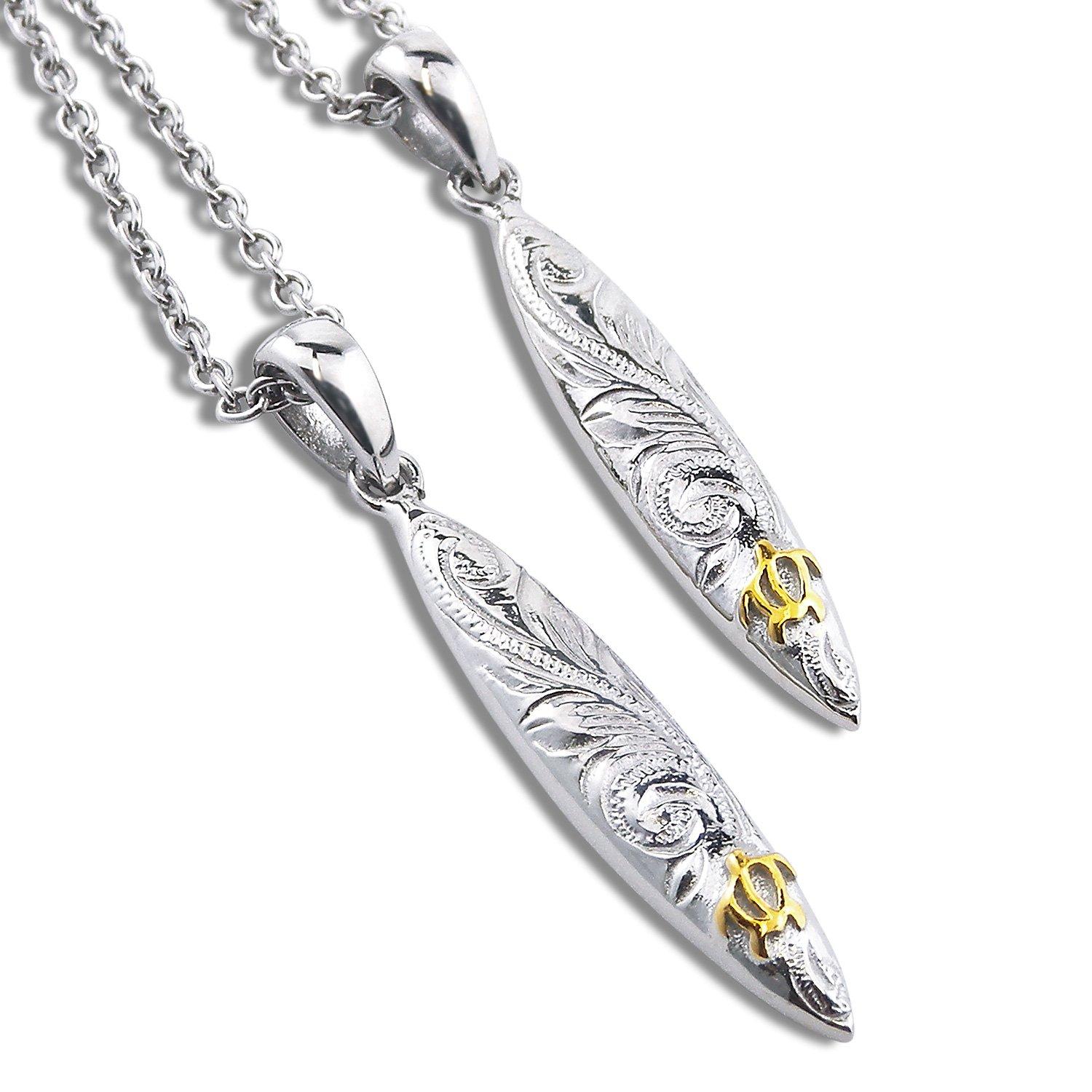 

Hawaiian Jewelry Accessories Pair Necklace Stainless Steel Surgical Stainless Steel Surfboard Honu Yellow Gold Azuki Chain 45cm50cm [Alohalokahi]