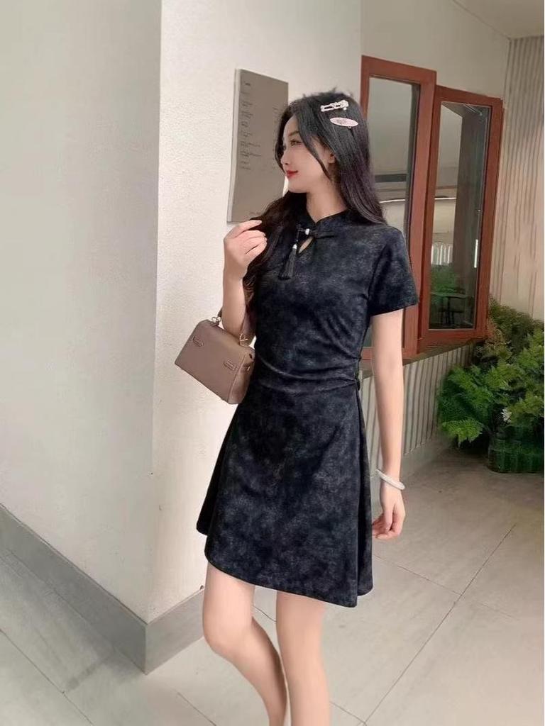 Elegant Petite Qipao Dress for Women - Summer 2026 Slimming National Trend