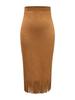 2025 Women's Elegant Tassel Long Suede Plush Skirt - Autumn/Winter Slim-Fit H-Line
