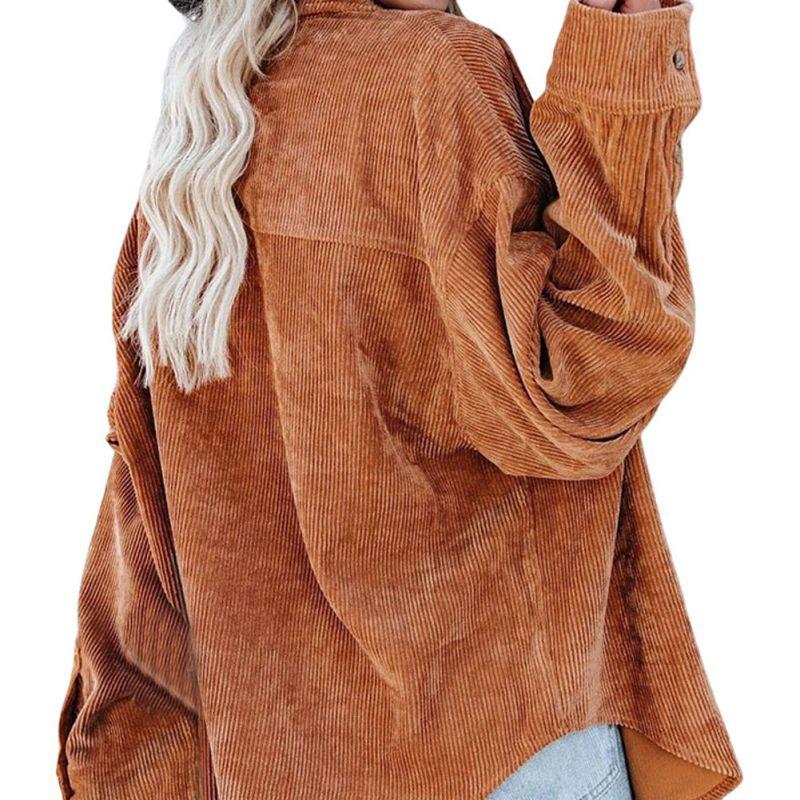 Damen Temperament Knopf Lampe Kord Lässiges Lockeres Hemd