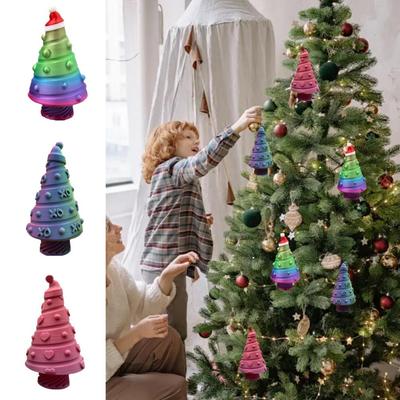 Enfeite de árvore de Natal Decorações festivas de árvore de Natal impressas em 3D com armazenamento oculto Mini mesa de árvore de mesa para DIY