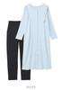 Maternity open long cotton ruffled top and bottom saxophone [ANGELIEBE] pajamas, front, sleeves, blend, soft, smooth, dress, leggings, set, hospital,