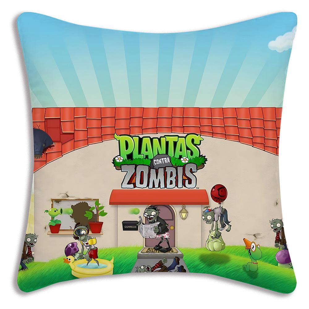 Game For Plantss Vs. Z-Zombies Pillow Covers Cartoon Sofa Decorative Home Double-sided Printing Short Plush Cute Cushion Cover