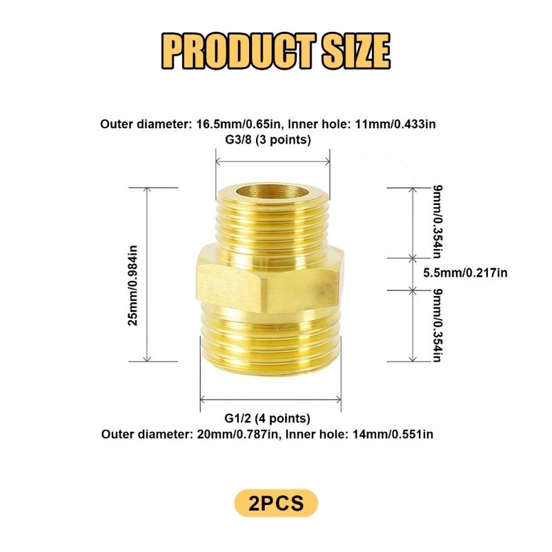 Strong Double Male Threaded Brass Fitting Universal Pipe Connector Univsersal Pipe Adapter for Home & Industrial Use
