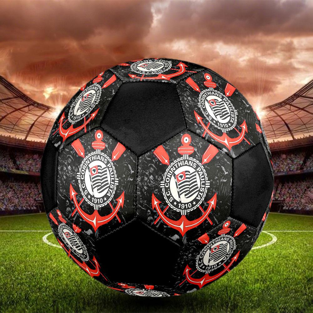 Sport Club Corinthians Paulista Size 5 Soccer Ball, Machine-Stitched PVC, Durable & High Bounce, All Ages Fit, Fan Merchandise, Matches & Outdoor Use.