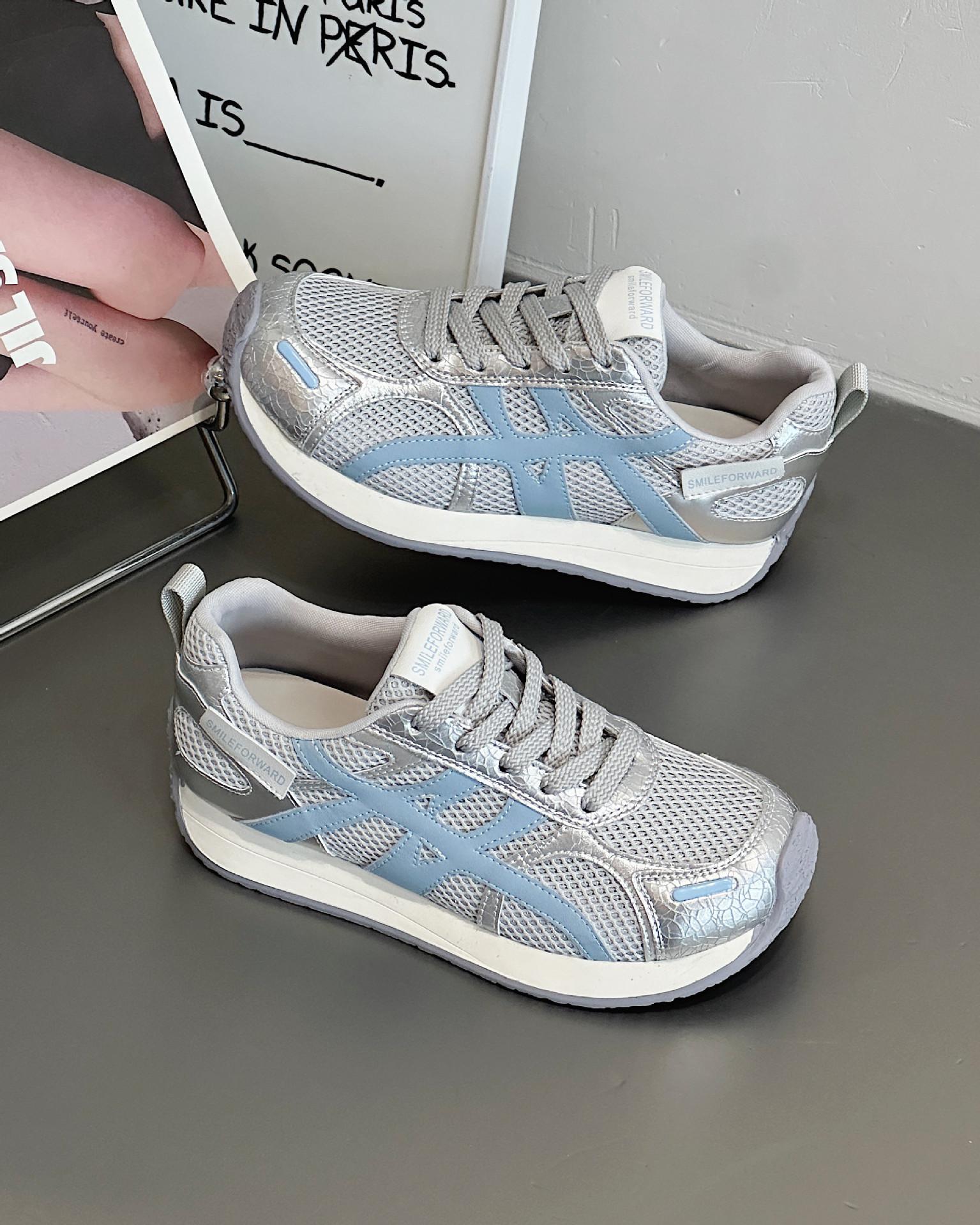 

Mesh breathable versatile platform casual shoes women s 2025 autumn new Ou Ruo dynamic style Forrest Gump shoes sports shoes women 40 серебряный