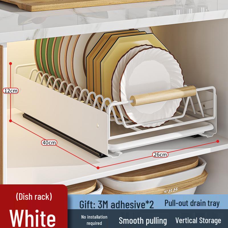 Pull-Out Under-Cabinet Dish Drying Rack and Kitchen Storage Solution