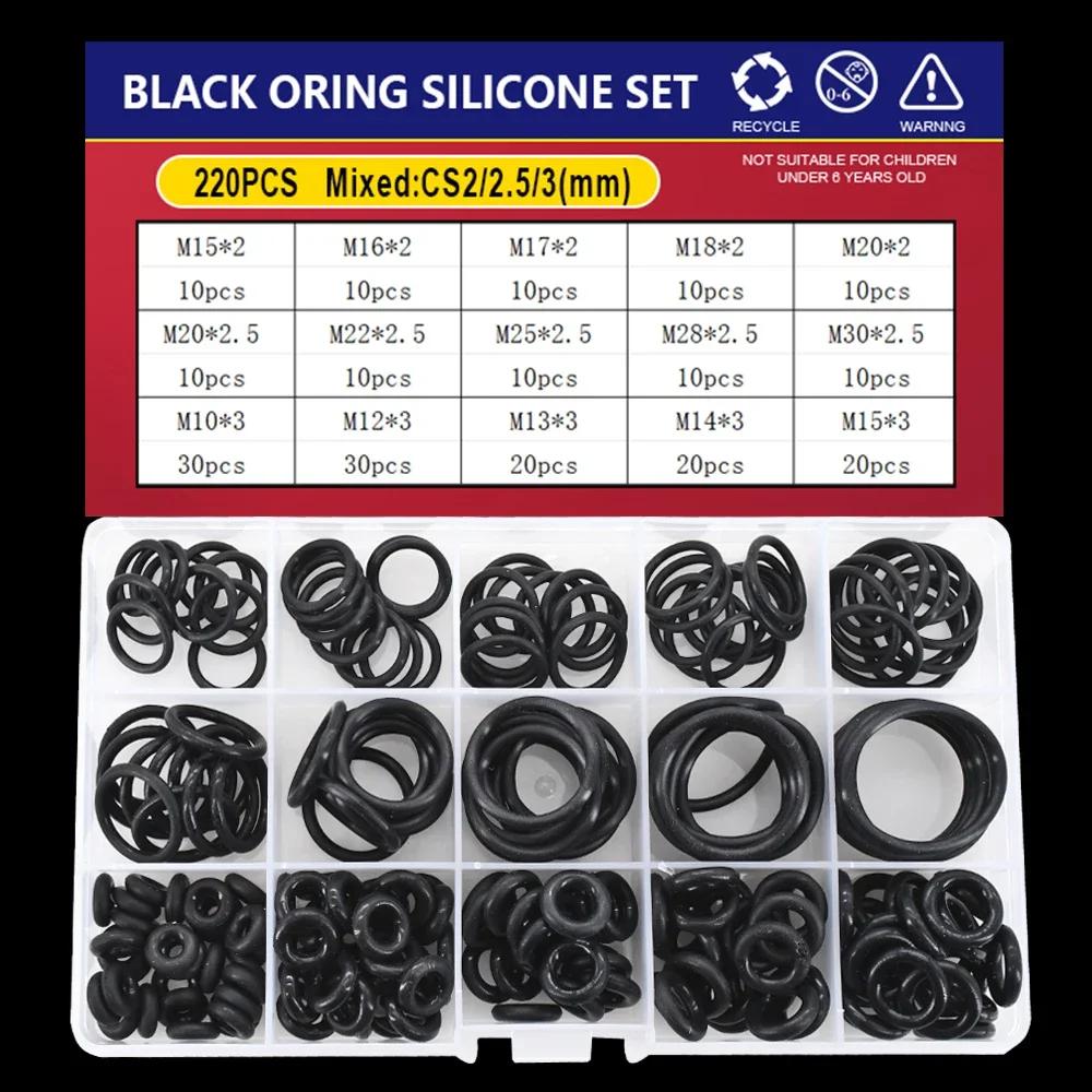 CS1-4 NBR Black O Ring  Silicone Plumbing Rubber Gaskets Seal O-Rings High Temperature Oring Corrosion Oil Resist Sealing Washer CS2mm-3mm(220pcs)