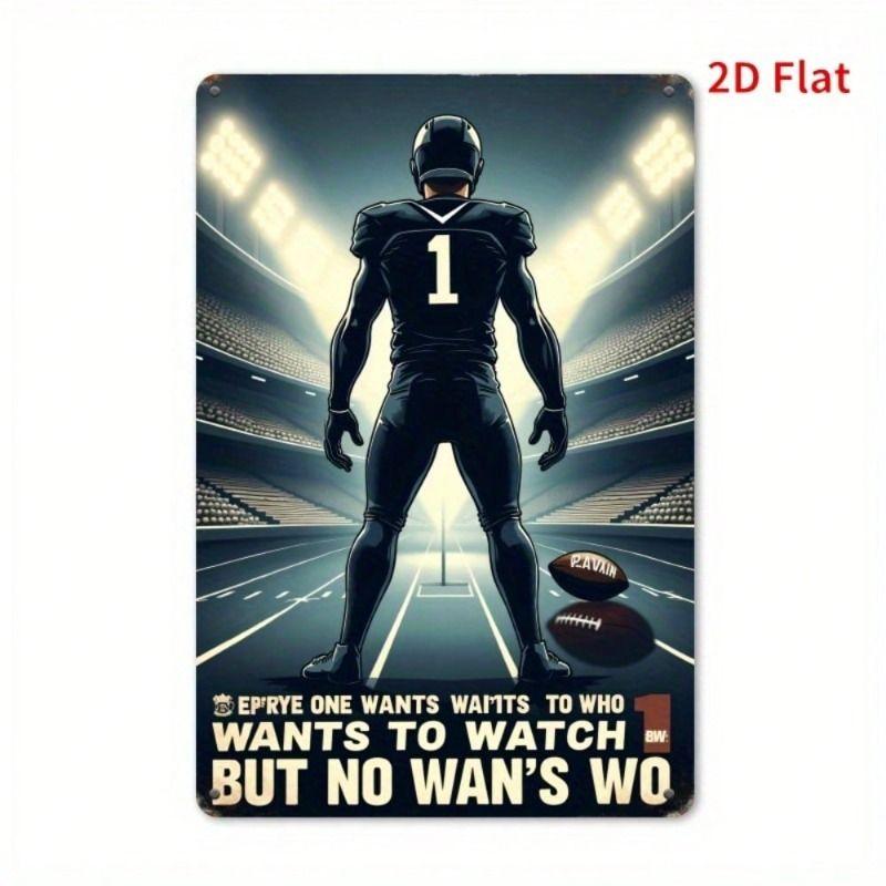 Metal Poster Soccer Player Silhouette 2D Wall Art Sports Decor for Gym Home 30x20 Cm