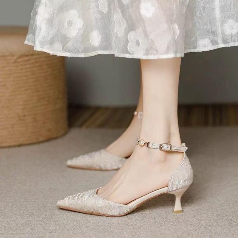 Fashion New Pointed Toe Wedding Bride High Heels Shoes Female Party Mules Elegant Women Pumps Designer Shoes Sexy Dress Shoes