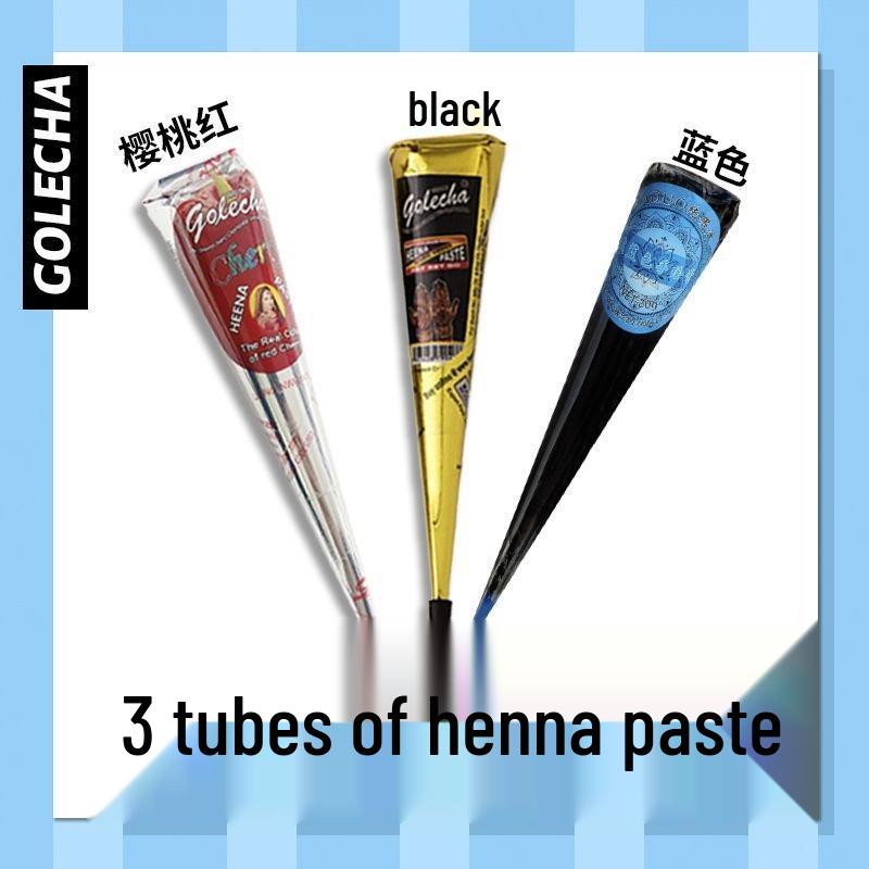 GOLECHA Semi-Permanent Waterproof Henna Tattoo Paste for Freckles and Stencils - Indian Hand-Painted Style